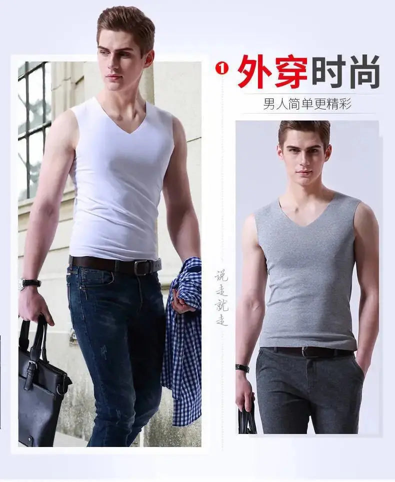 Summer Men's Tank Top Solid Color Quick-Drying Fitness Vest Cloth Sleeveless Waistcoat Running Sports Trend Short-Sleeved Tees