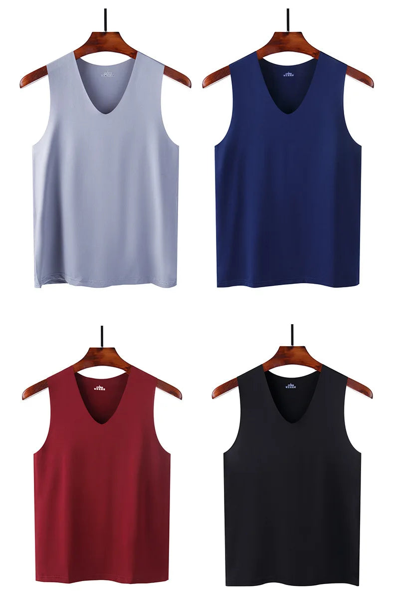 Summer Men's Tank Top Solid Color Quick-Drying Fitness Vest Cloth Sleeveless Waistcoat Running Sports Trend Short-Sleeved Tees