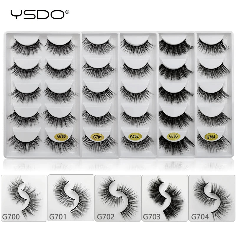YSDO 3/5 Pairs 3D Mink EyeLashes Natural Hair False EyeLashes Long 100% Dramatic Eye MakeupFake Lashes Fluffy Cilios Lashes G803