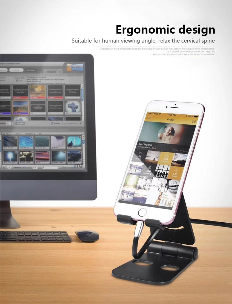 Mobile Phone Holder Seat Desktop IPAD Tablet Charging Base Double Adjustable Shelf Home Storage Holders Mobile Phone Accessories