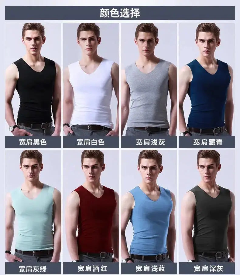 Summer Men's Tank Top Solid Color Quick-Drying Fitness Vest Cloth Sleeveless Waistcoat Running Sports Trend Short-Sleeved Tees