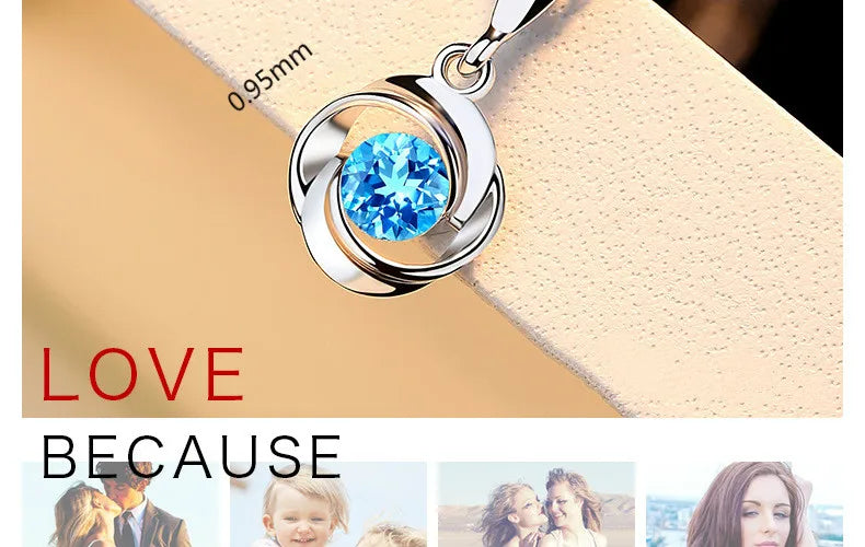 Natural Blue Crystal Pendant Female S925 Sterling Sliver Necklace Colgante Sapphire Jewelry Bizuteria Pendant Pierscionki Women