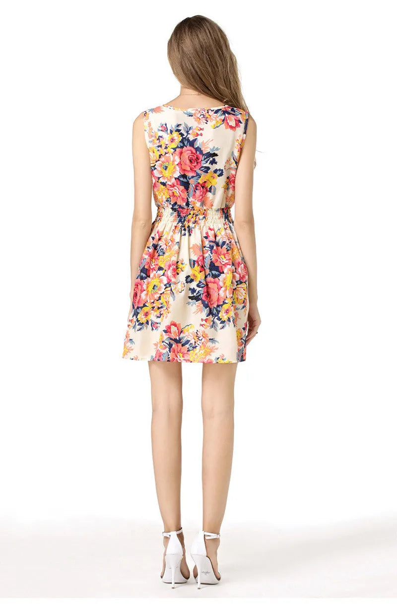 Casual Women Summer Beach Dress 2024 Femme Sexy Chiffon Florals Print Short Boho Dresses White Party Dress vestidos de mujer