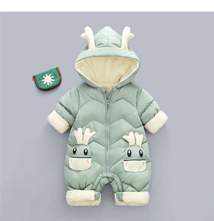 2024 New born Baby Girl clothes Winter Snowsuit Plus Velvet Thick Baby Boys Jumpsuit 0-3 Years Romper boy Overalls Toddler Coat