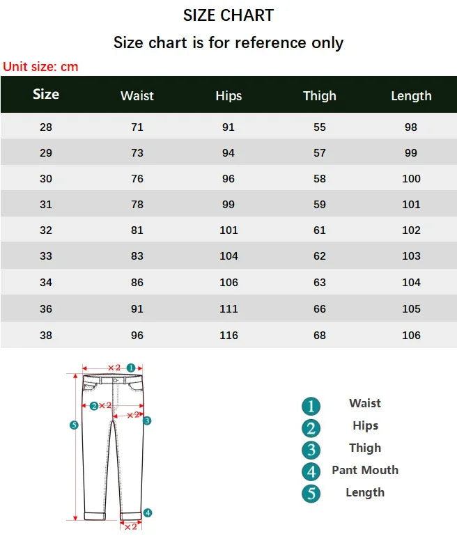 2024 New Spring Summer Men's Fashionable Solid Color Jeans Straight Stretch Stretch Slim Fit Classic Denim Trousers Male