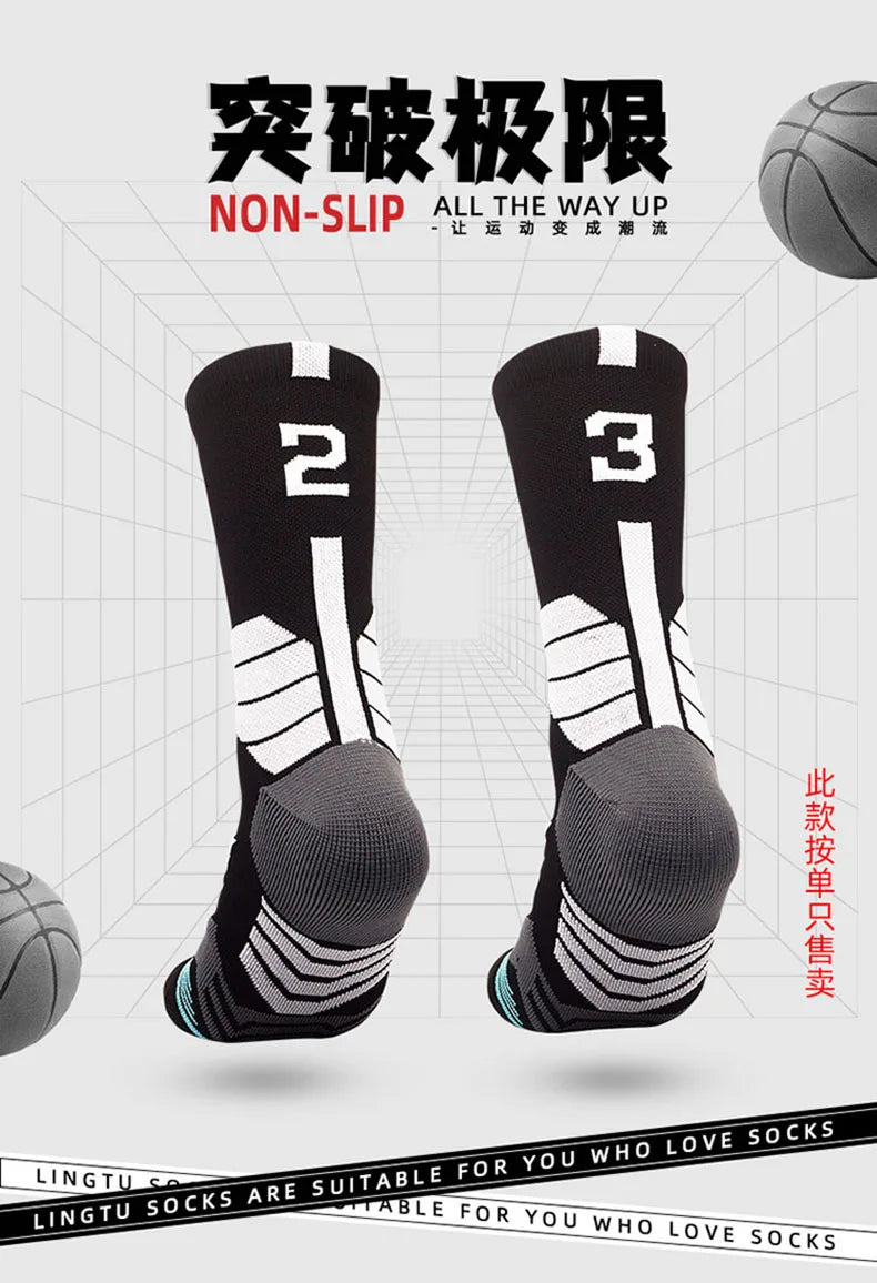 High Quality Elite Basketball Socks Compression Men's Cycling Socks With Number Adults Towel Bottom Outdoor Sports Socks Unisex