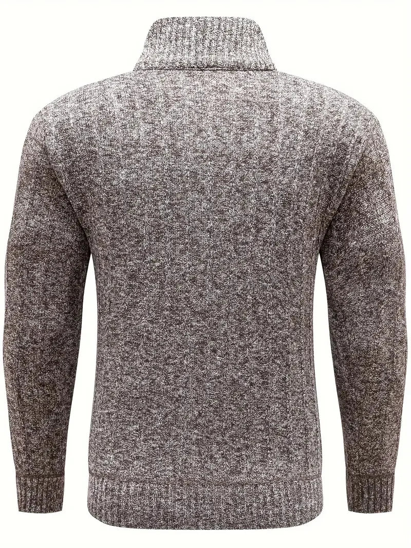 Men Pullover Autumn Winter Solid Color Stand Collar Leisure And Comfortable Zipper High Collar For Warmth Slim Fit Sweater