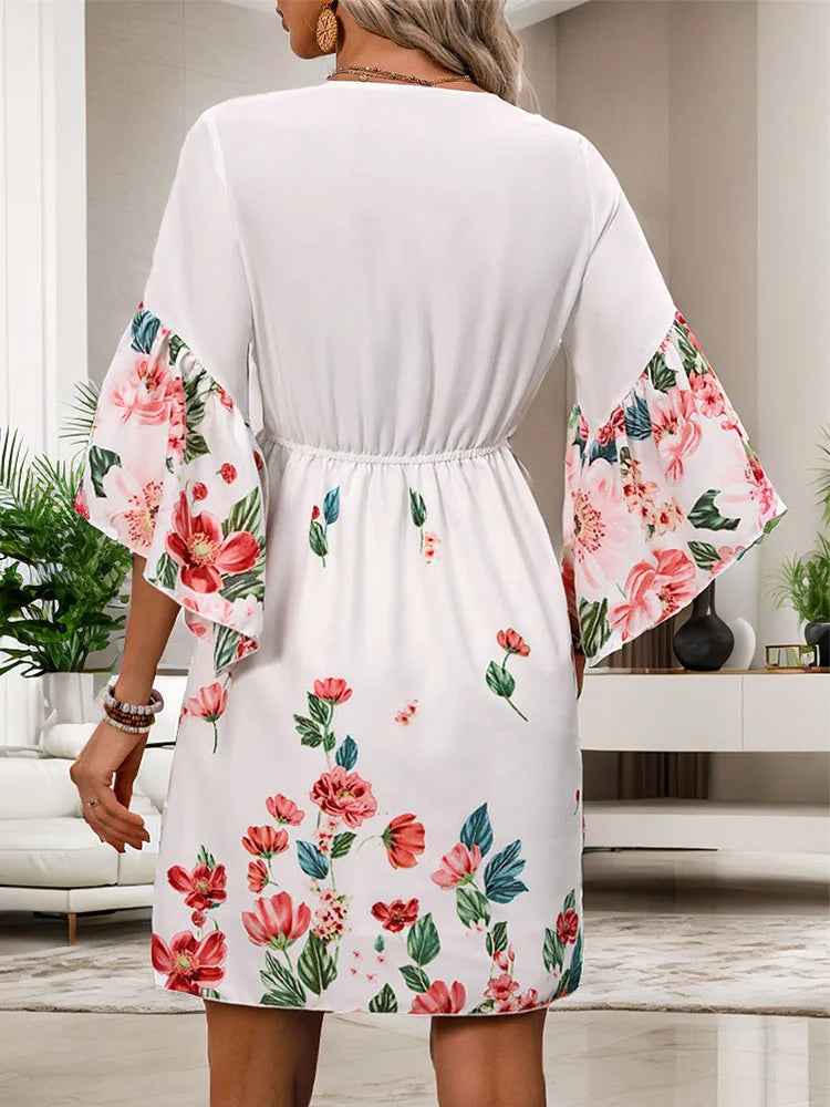 New Summer Women's Ethnic Style Five Sleeve Printed Dress