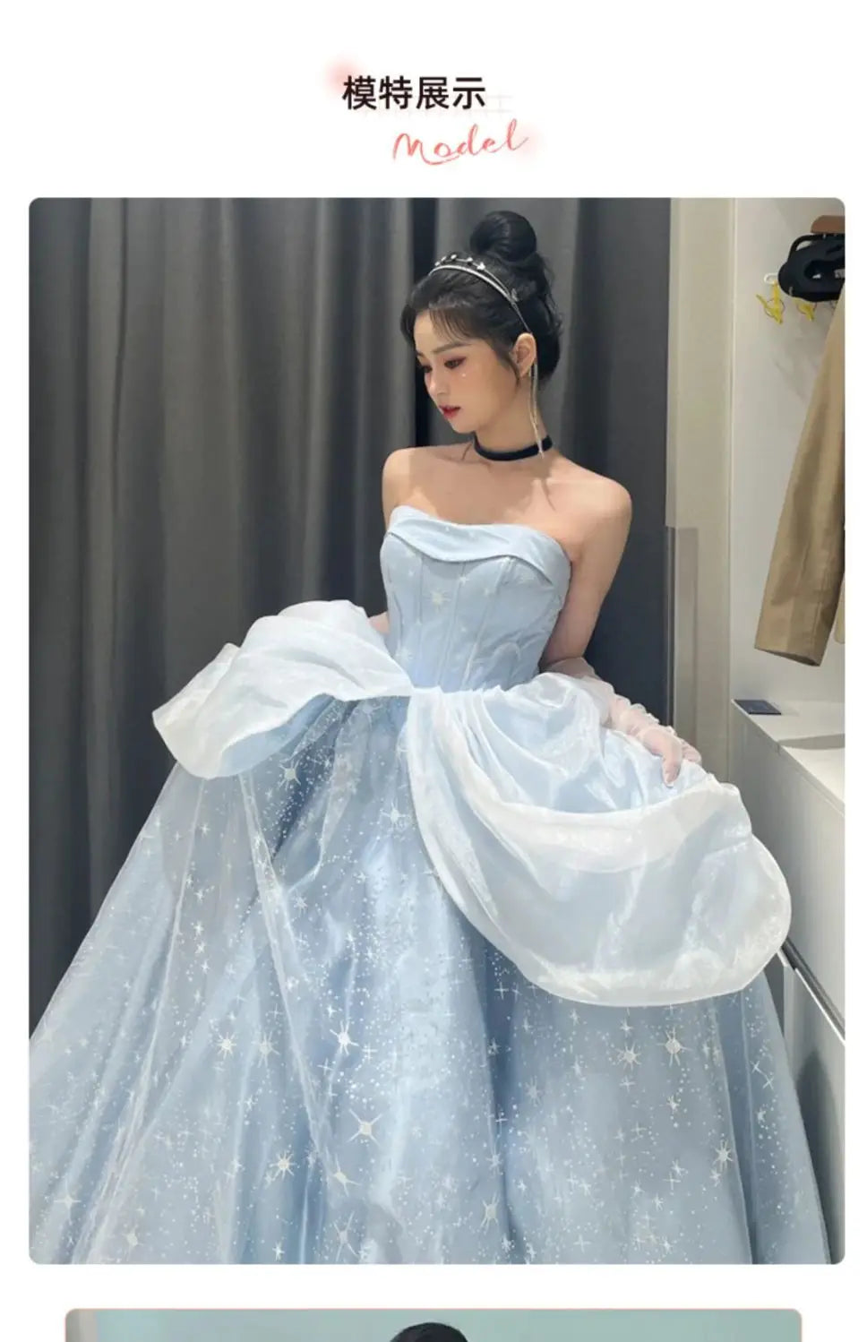 Blue Prom Dress Engagement Jacquard Dress France Vintage Sweet Korean Princess Fairy Dress Evening Party Dress