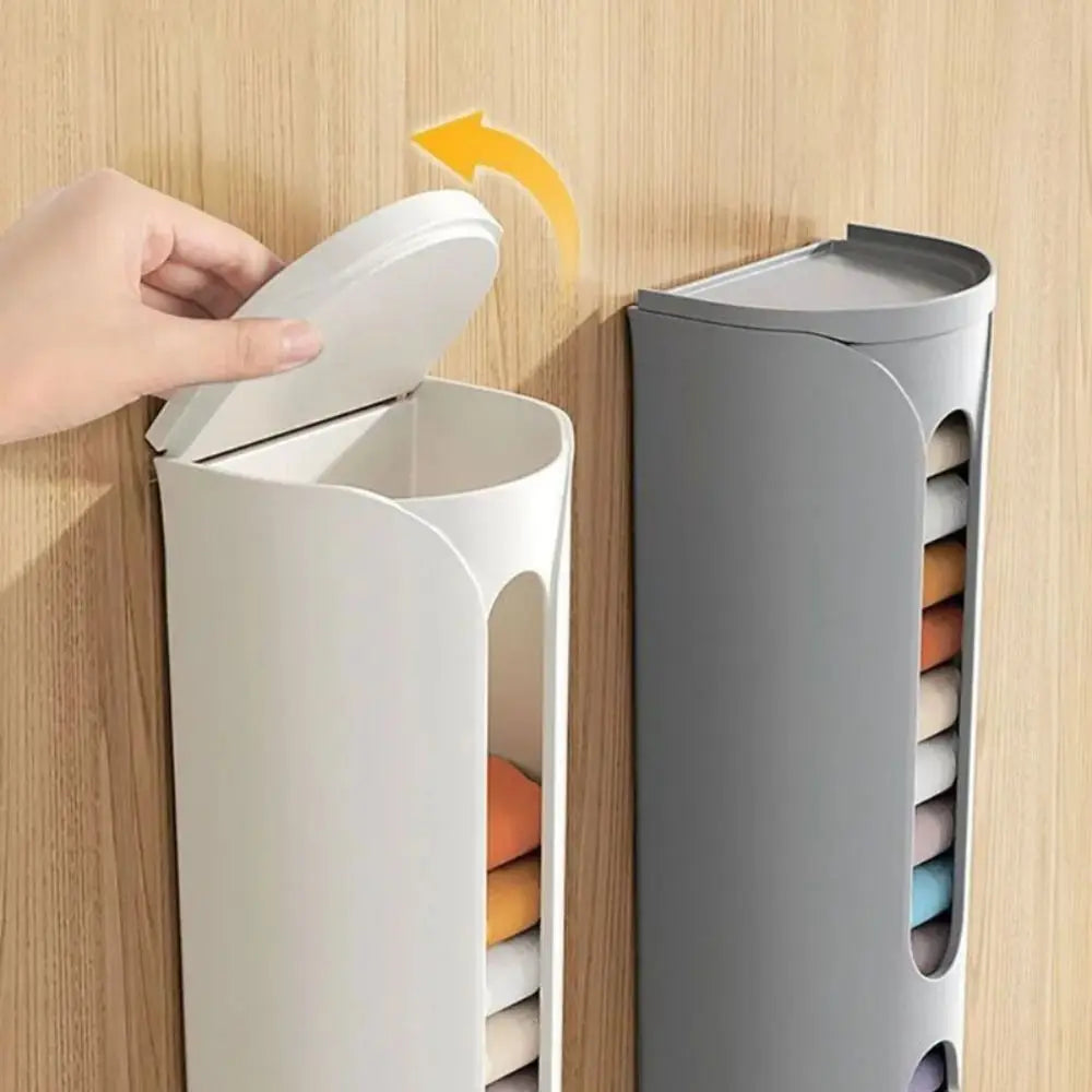 Wall-Mounted Underwear Storage Box Self Adhesive Panties Socks Organizer Dustproof Garbage Bag Dispenser Large Capacity