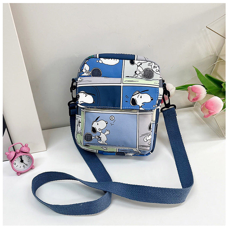 Snoopy Women Canvas Zipper Bag Preppy Style Student Tote Shoulder Messenger Bag Small Canvas Bag Satchel Travel Purse Handbag