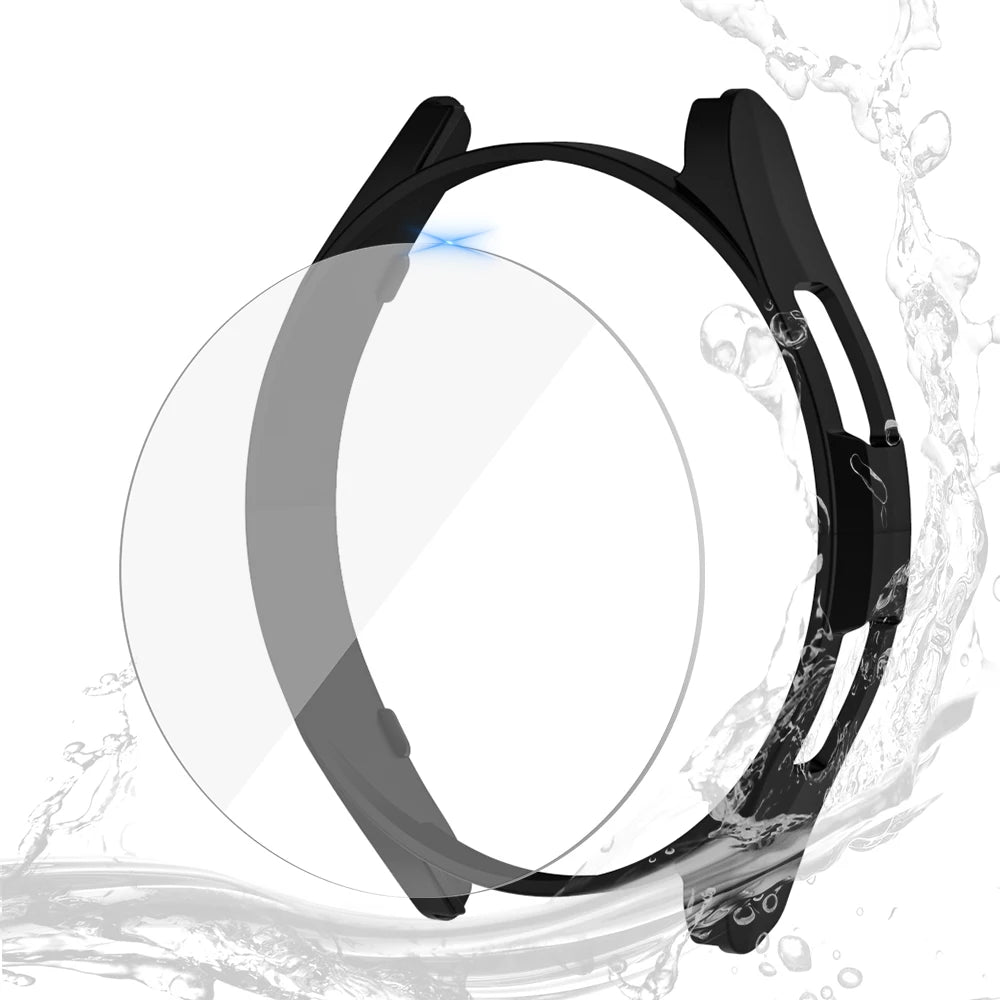 Glass+Case for Samsung Galaxy Watch 6 40mm 44mm,PC Matte Cover Protective Bumper Shell for Galaxy Watch 6 Classic 43mm 47mm