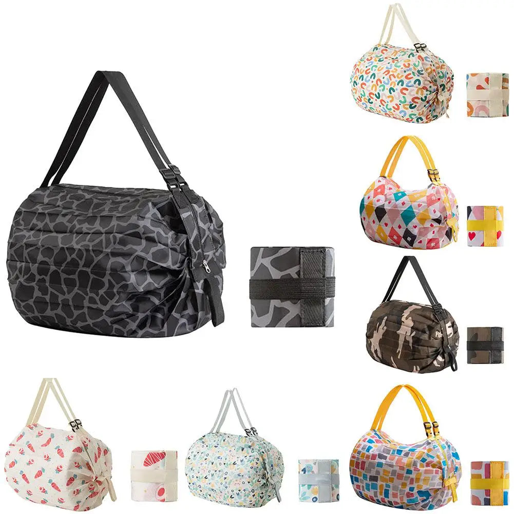 Big Folding Shopping Bag Foldable Reusable Grocery Bag Portable One Shoulder Handbag For Travel Groceries market Storage Bag