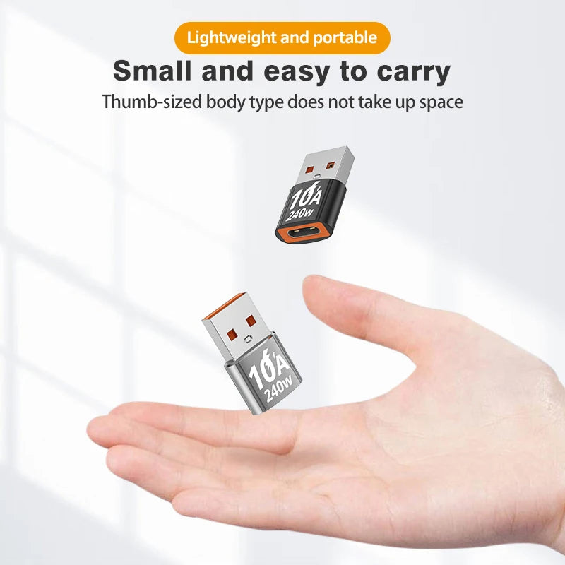 10A OTG USB Type C Female To USB A Male Adapter 240W Converter Adaptador For Xiaomi 13 12 Samsung S23 Iphone 15 14 Pro Oneplus 9