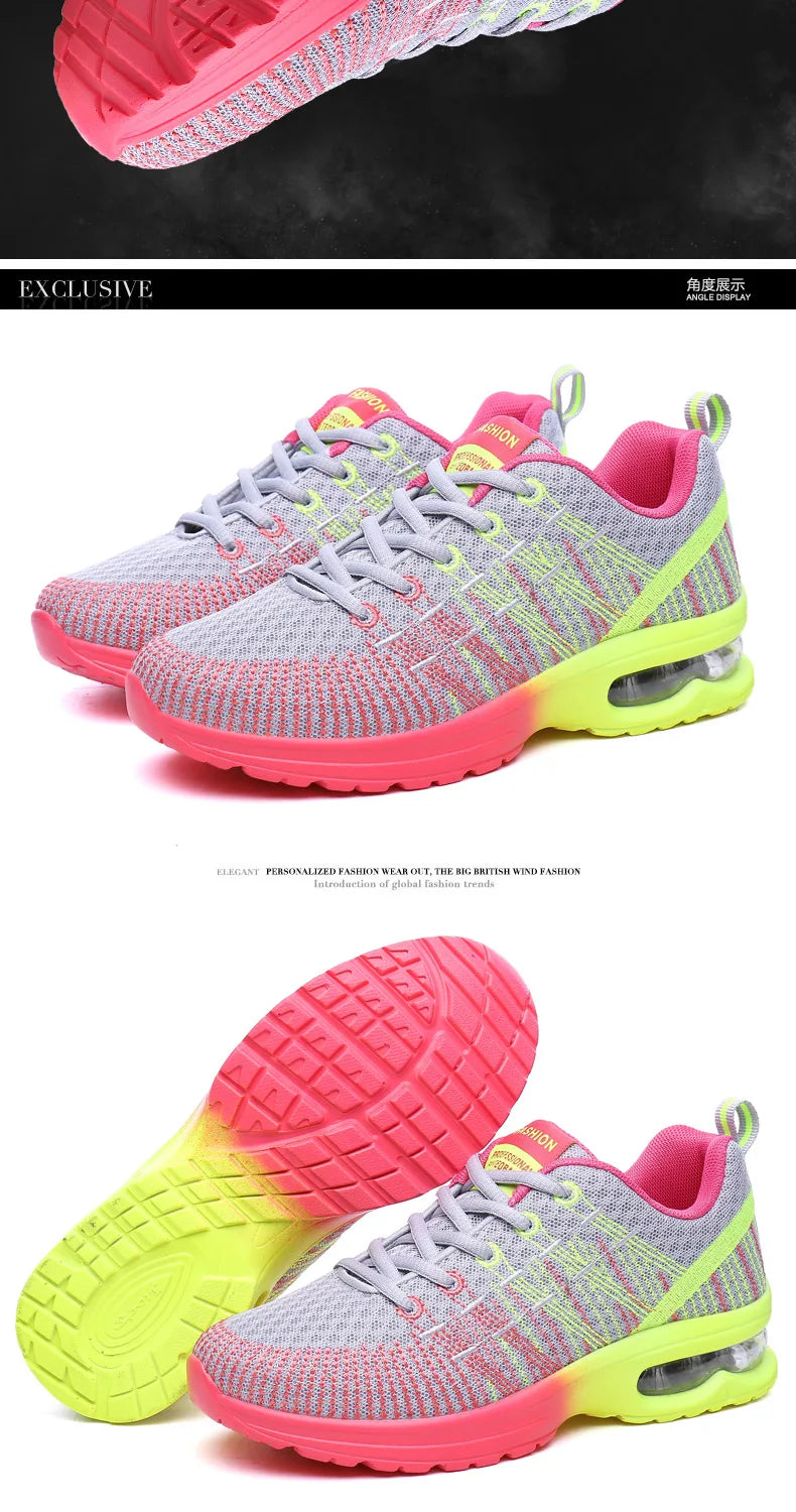 2023 New Running Shoes Breathable Outdoor Sneakers Women's Lightweight Air Cushion Sneakers Comfortable Sports Training Shoes