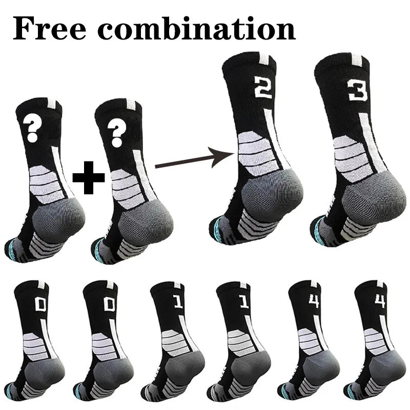 High Quality Elite Basketball Socks Compression Men's Cycling Socks With Number Adults Towel Bottom Outdoor Sports Socks Unisex