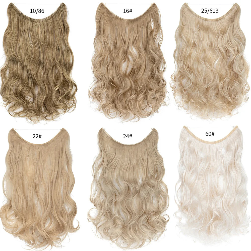 No Clip Synthetic Wave Hair Extensions Invisible Curly wig Accessorie Hairpieces Heat Resistant Long Hair For Women Hairextens