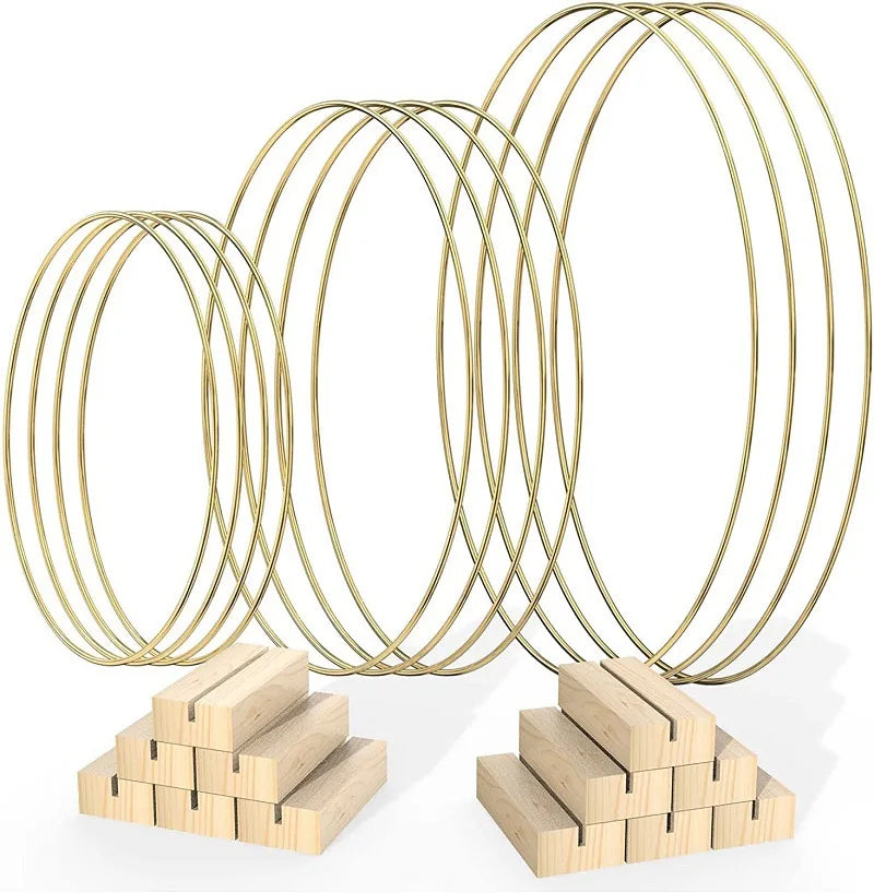 1pcs Gold Metal Flowers Hoop with Place Card Holder Wedding Table Centerpiece Decoration Christmas DIY Wreath Garland Decor