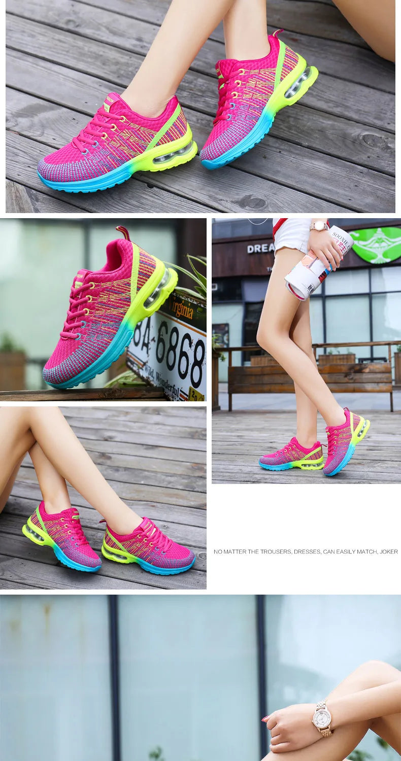 2023 New Running Shoes Breathable Outdoor Sneakers Women's Lightweight Air Cushion Sneakers Comfortable Sports Training Shoes