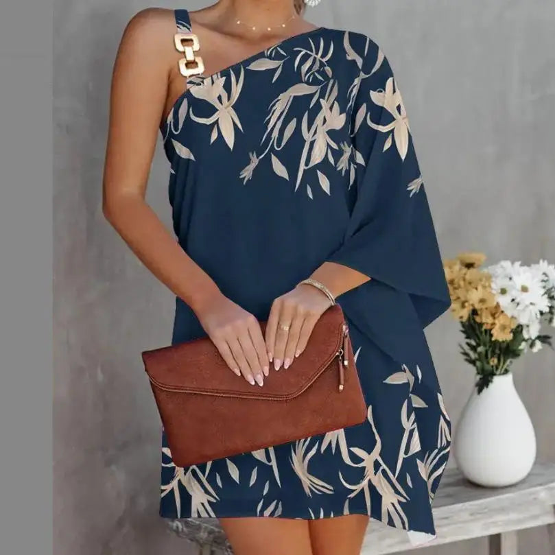 Sexy Mini Dresses For Women Summer Fashion Backless One Shoulder Beach Dress Casual Loose White New In Dresses 2024