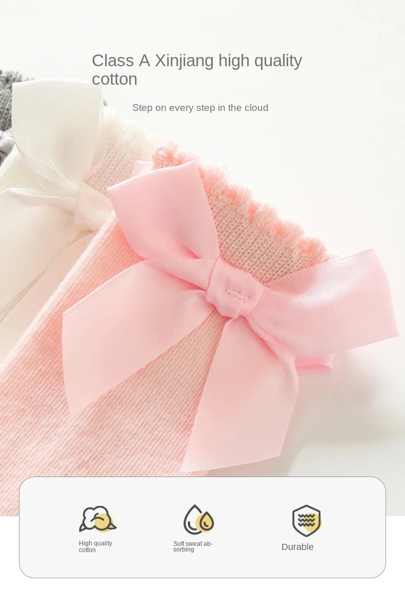 Baby Socks Big Bow Girls Student Princess Socks Children Kids Boys Cotton Toddler Stockings Infant Accessories Newborn Clothes