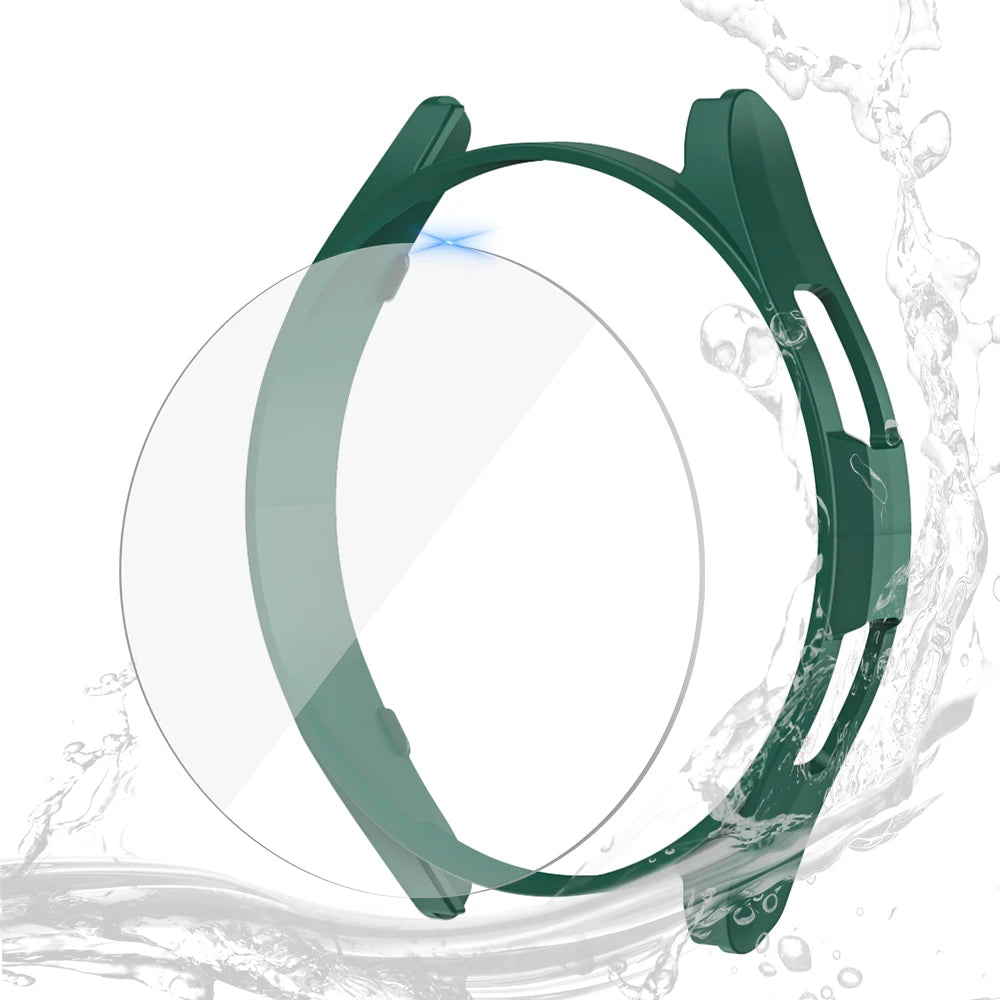 Glass+Case for Samsung Galaxy Watch 6 40mm 44mm,PC Matte Cover Protective Bumper Shell for Galaxy Watch 6 Classic 43mm 47mm
