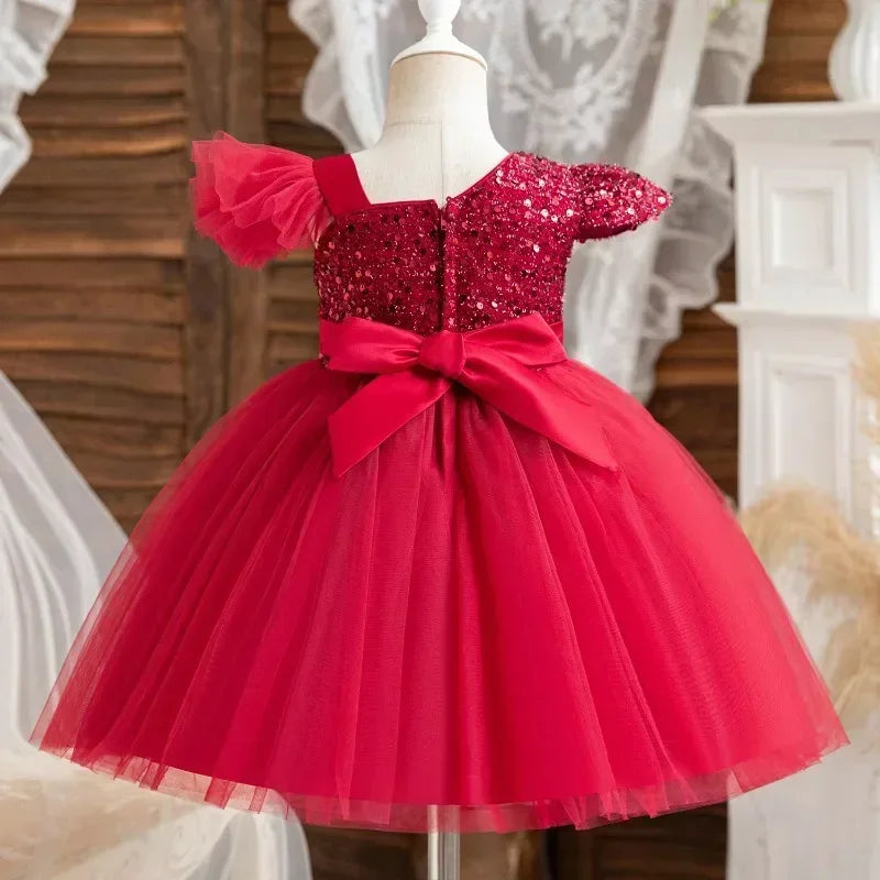 Toddler Baby Girl Dress Newborn Infant Baptism Birthday Dress Butterfly Tutu Princess Dress Baby Girls Wedding Party Gown 1-5Yrs
