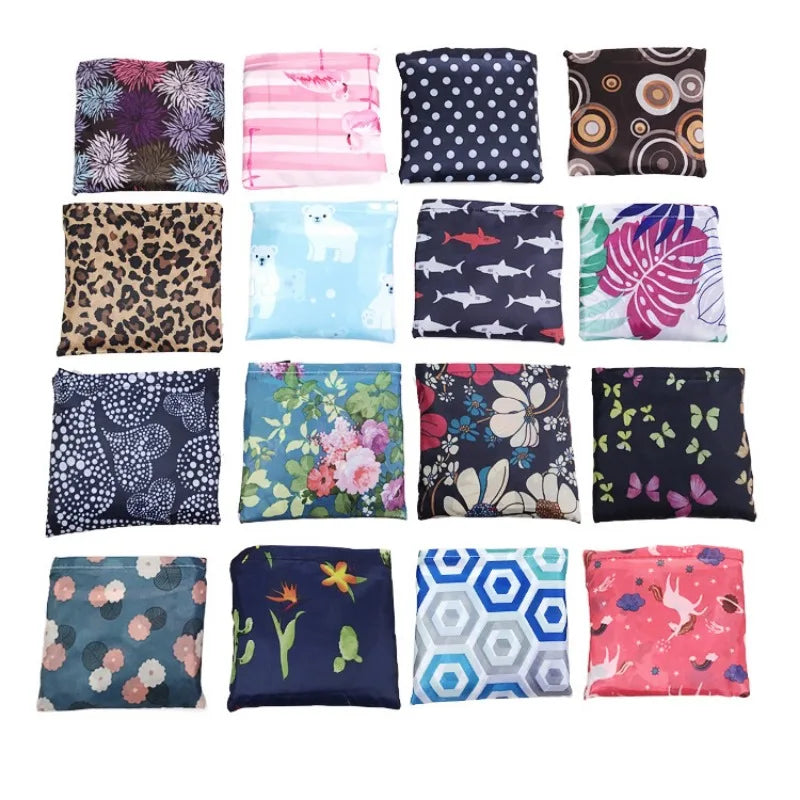 Foldable Shopper Bag Portable Eco Bag Large-Capacity Supermarket Shopping Tote Bags Women Shoulder Bag Household Products