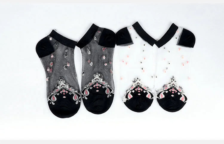 Sexy fishnet Women Lace Ruffle Soft Comfy Sheer Silk Elastic Mesh Knit Frill Trim Transparent Ankle funny socks 1pair=2pcs 2205F