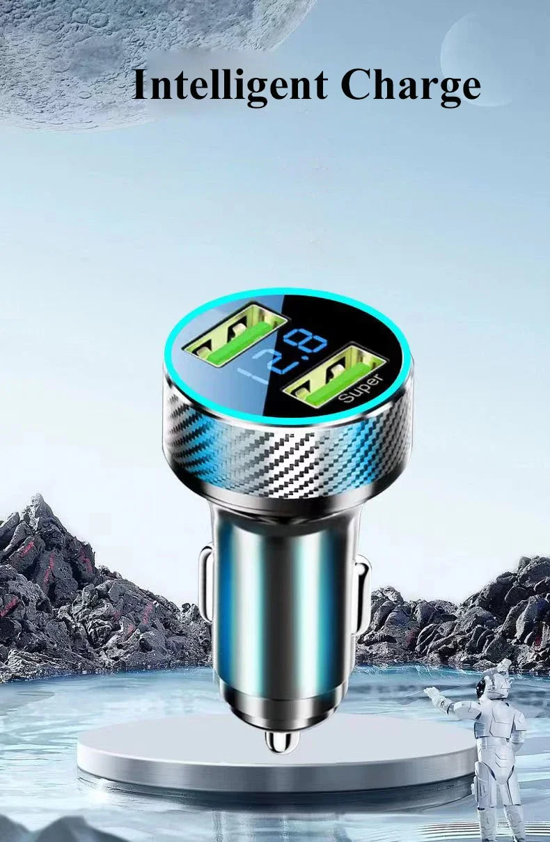 2 in 1 USB Car Charger Adapter 300W Super Fast Charge with Voltage Monitor for iPhone Samsung iPad Huawei Oneplus OPPO VIVO