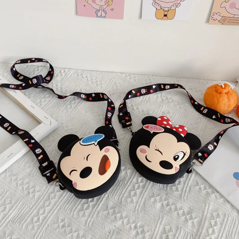 Disney Anime Mickey Minnie Mouse Series Kawaii Silicone Bag Mini Messenger Bag Children Coin Purse Toys Girls Christmas Gift