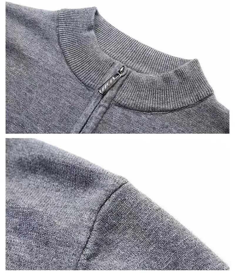 100% Ordos Cashmere Sweater Autumn Winter Men's Clothing Korean High-quality Half-High Zipper Pullover Business Casual Wool Blen