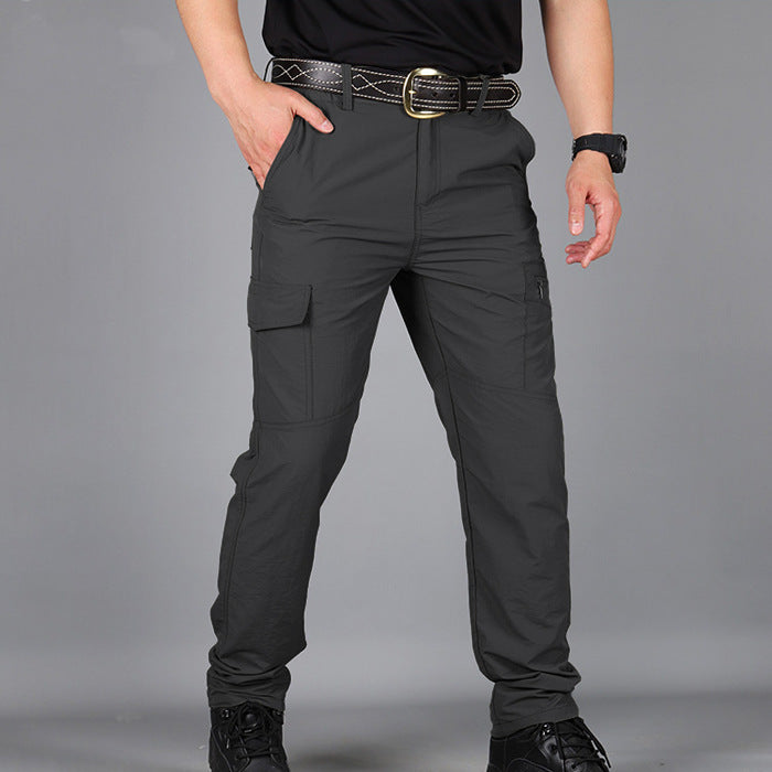 Men City Pants Cargo Trousers Multi-pocket Waterproof Wear-resistant Casual Training Overalls Fat Cargo Quick Dry Pants