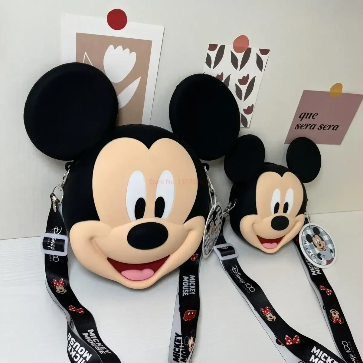 Original Disney Anime Kawaii Minnie Mickey Mouse Silicone One Shoulder Bag Leisure Fashion Zero Purse Birthday Gift For Girl