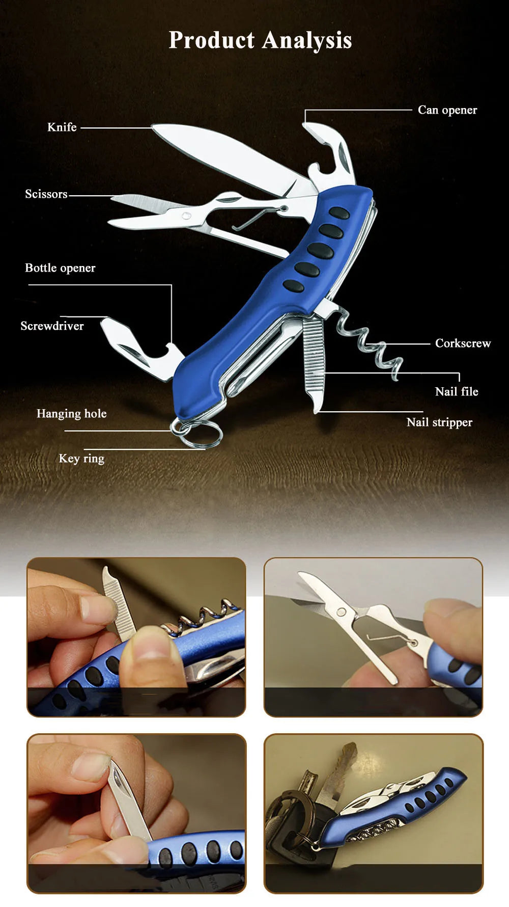 Multifunctional Swiss Knife EDC Multi-tool Portable Folding Pocket Army Knife Cutter Survival Gadgets Camping Equipment