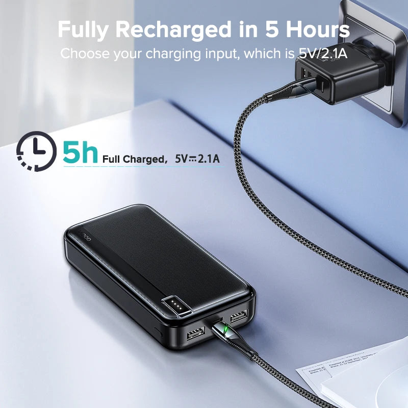 QOOVI 20000mAh Power Bank External Large Battery Capacity Portable Charger PowerBank Fast Charging For iPhone 15 Xiaomi Samsung