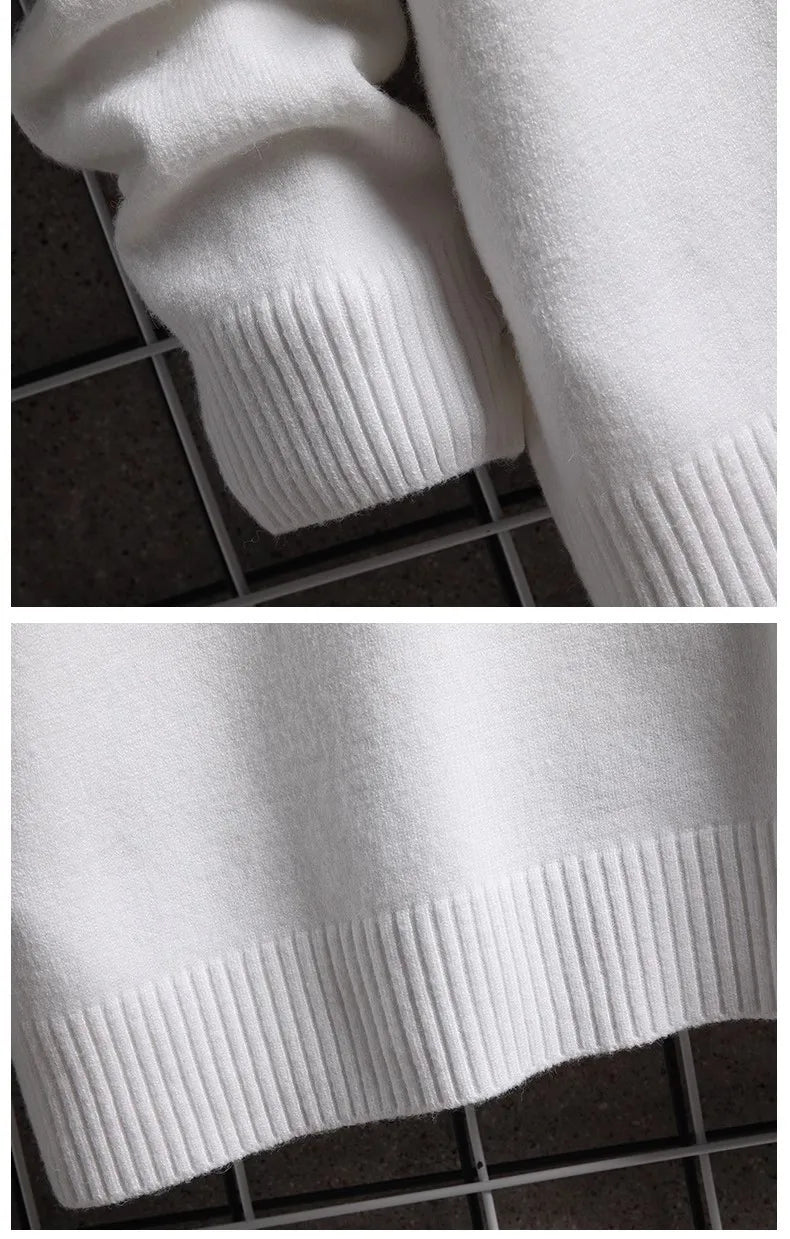 2024 Turtleneck Sweaters Men's Solid Pullovers Knitted Sweater High Collar Knitwear Pullovers Autumn Winter Warm Sweater for Men