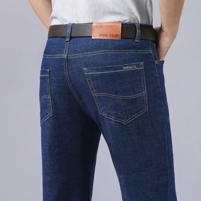 Casual Men Classic Business Jeans 2024 Summer Autumn Slim Stretch Denim Trousers Male High Quality Luxury Pants Brand Clothing