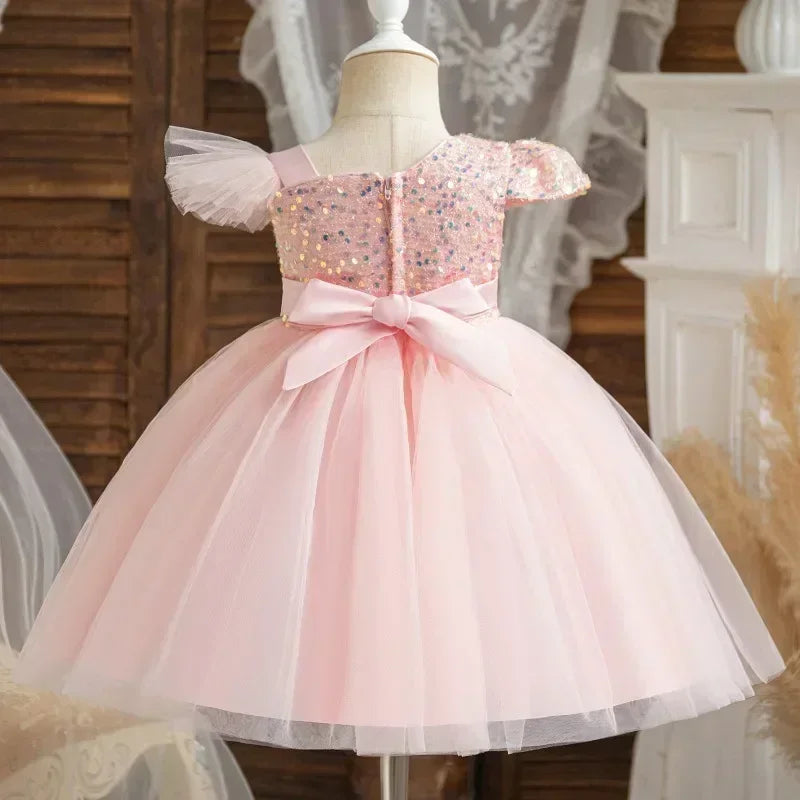 Toddler Baby Girl Dress Newborn Infant Baptism Birthday Dress Butterfly Tutu Princess Dress Baby Girls Wedding Party Gown 1-5Yrs