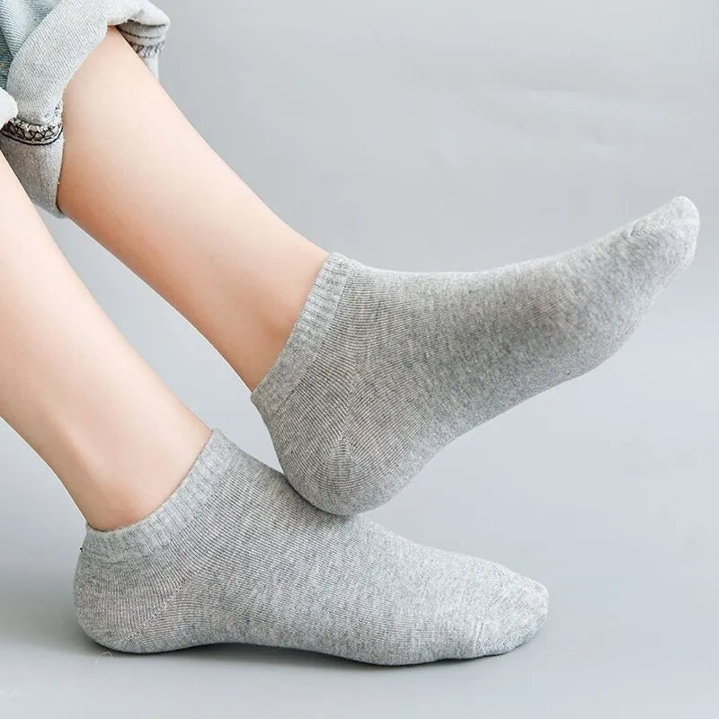 Men Ankle Socks Solid Color Black White Gray Breathable Cotton Sports Socks Unisex High Quality Spring Summer Male Short Sock