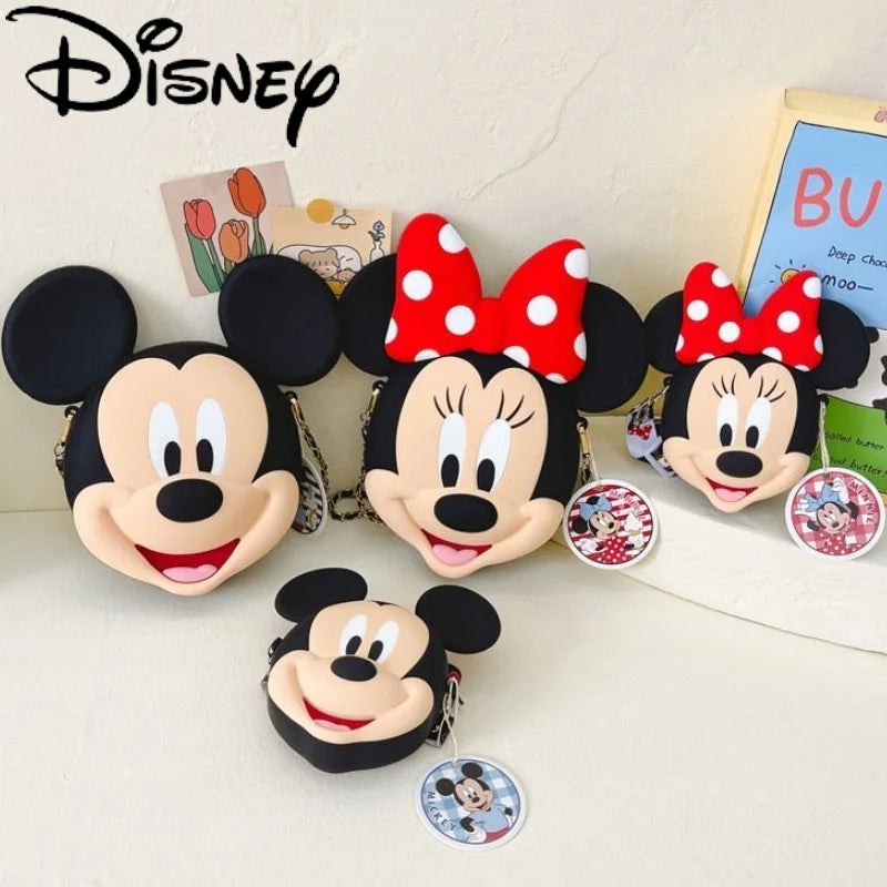 Original Disney Anime Kawaii Minnie Mickey Mouse Silicone One Shoulder Bag Leisure Fashion Zero Purse Birthday Gift For Girl
