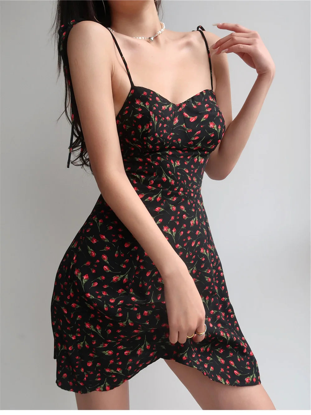 Bandage Summer Black Floral Short Dress 2024 Woman Sexy Clothes Suspenders Beach Vacation Sleeveless Backless Dresses for Women
