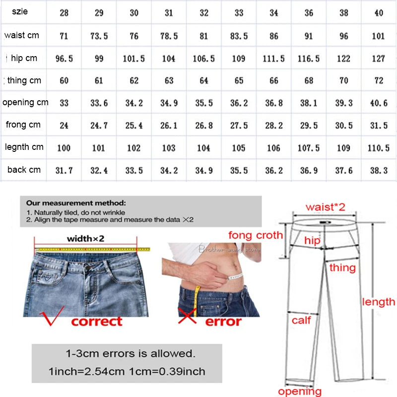 Denim Jeans Straight Scratches Fashion Men's Pants Luxury Vintag Hole Ruined Long Broken Fashion Regular Fit Large Size