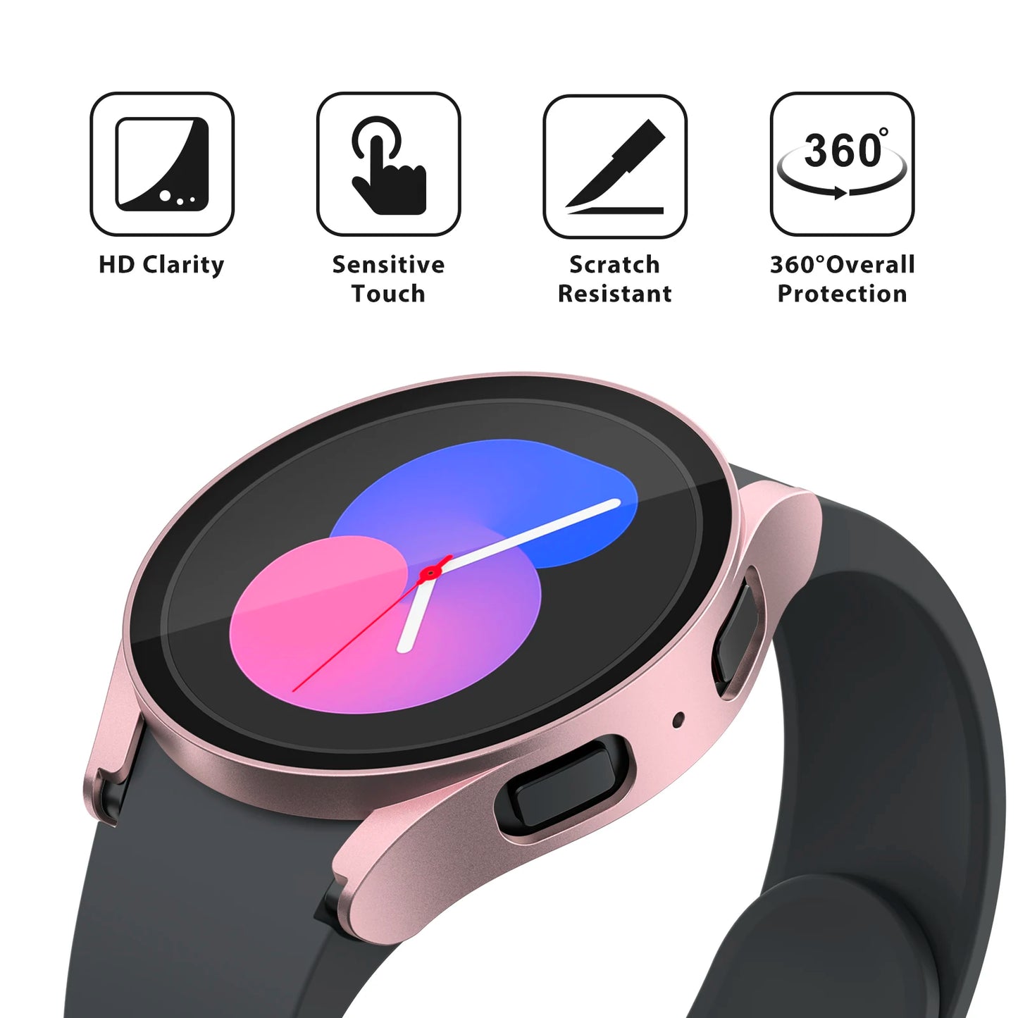 Tempered Glass PC Case For Samsung Galaxy Watch 4 5 6 44mm 40mm All Coverage Protective Bumper Cover For Galaxy Watch 5 6 Shell
