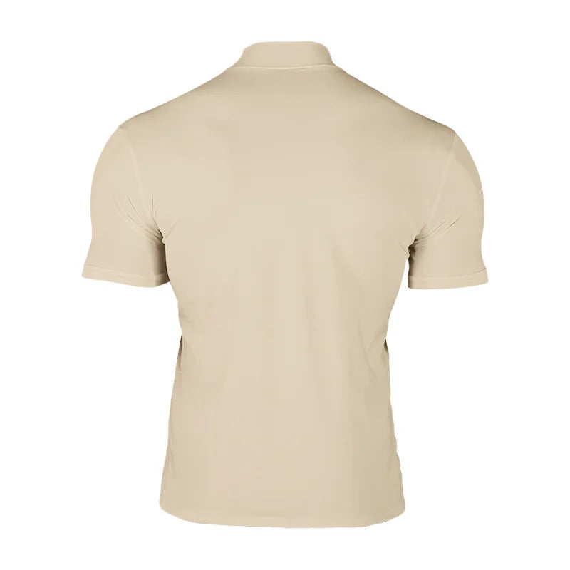 Cross-border Amazon 2024 summer solid color short-sleeved fashion bottoming shirt men's tight turtleneck T-shirt