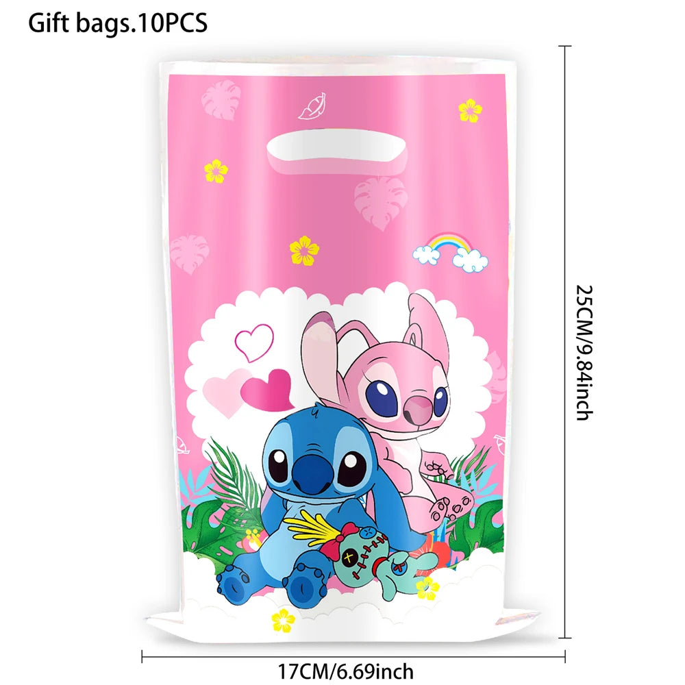 10pcs Loli Stitch Party Gift Bags Couple Stitch Candy Bags Child Party Loot Bags Boy Girl Birthday Party Favors Supplies Decor