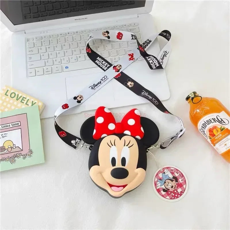 Original Disney Anime Kawaii Minnie Mickey Mouse Silicone One Shoulder Bag Leisure Fashion Zero Purse Birthday Gift For Girl