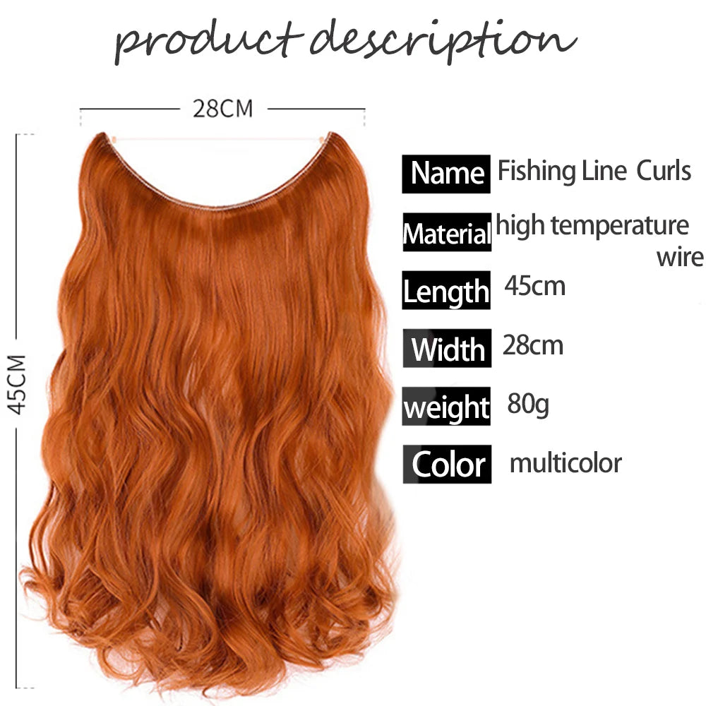 No Clip Synthetic Wave Hair Extensions Invisible Curly wig Accessorie Hairpieces Heat Resistant Long Hair For Women Hairextens