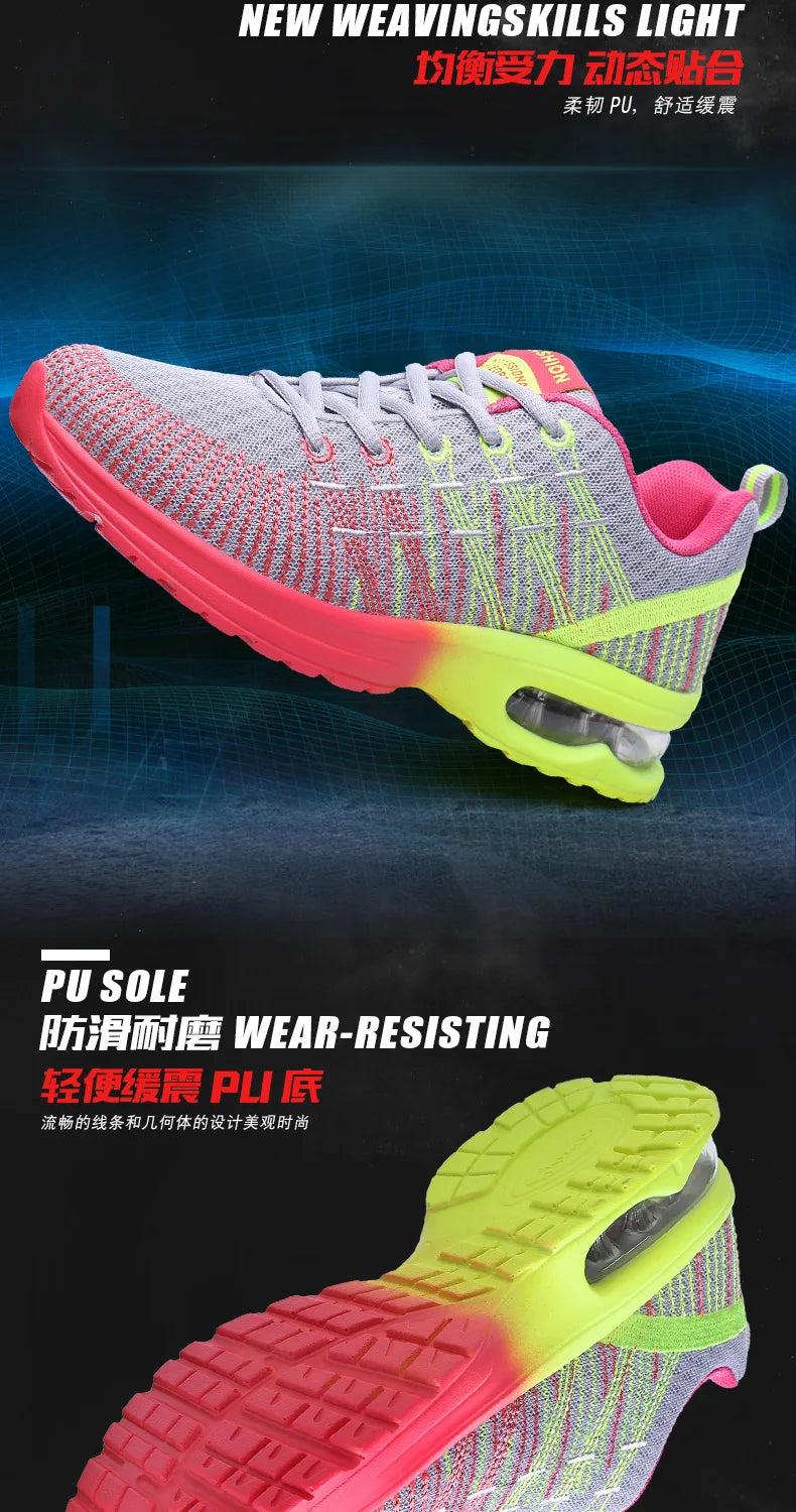 2023 New Running Shoes Breathable Outdoor Sneakers Women's Lightweight Air Cushion Sneakers Comfortable Sports Training Shoes