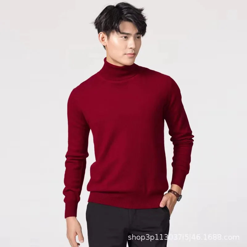 Autumn and Winter Cashmere Sweater Men's Pullover Half High Collar Soft and Warm Pullover Knitted Sweater Men's Sweater